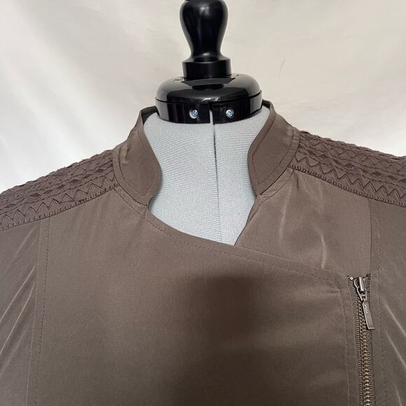 Sejour Moto Vest Sz 14W Olive Asym Zip Edgy Layering Minimalist Street Gremlin - Picture 13 of 15